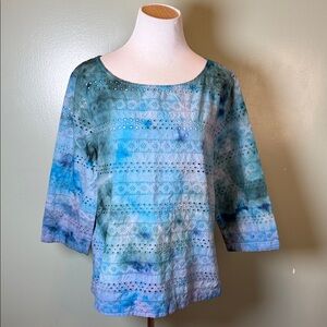 Blue and Green Women's Top